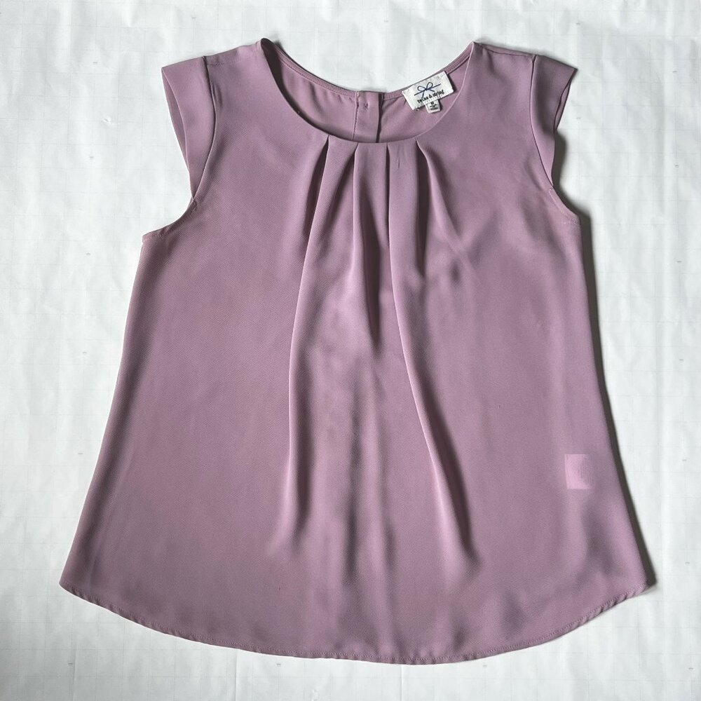 Woman’s Twine & String Pleated Front Blouse – Light Purple – Size M